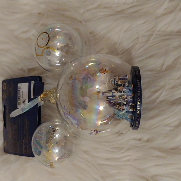 💙FIRM! NWT WALT DISNEY WORLD 50TH ANNIVERSARY 4 PARK ICON GLASS BLOWN ORNAMENT - Picture 5 of 10
